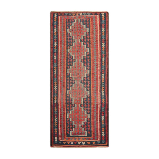 Antique Kilim Runner Hand Woven Wool Authentic Southwestern Area Rug 4' x 9'6”