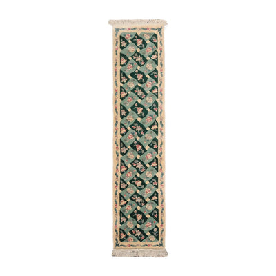 French Aubusson Thick pile Runner Hand Knotted Wool Area Rug Mint 2'3