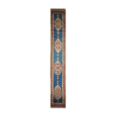 Turkish Vintage Hand Knotted Southwestern Runner Wool Area Rug 3' x 19'3