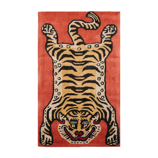 Tiger Handmade 100% Wool Novelty/Animal Oriental Area Rug Terracotta 3' x 5'