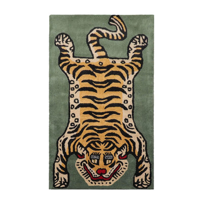 Tiger Handmade 100% Wool Novelty/Animal Oriental Area Rug Celadon 3' x 5' - Oriental Rug Of Houston