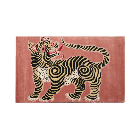 3x5 Blush, Gold Hand Tufted Hand Made 100% Wool Chinese Lion Novelty Oriental Area Rug