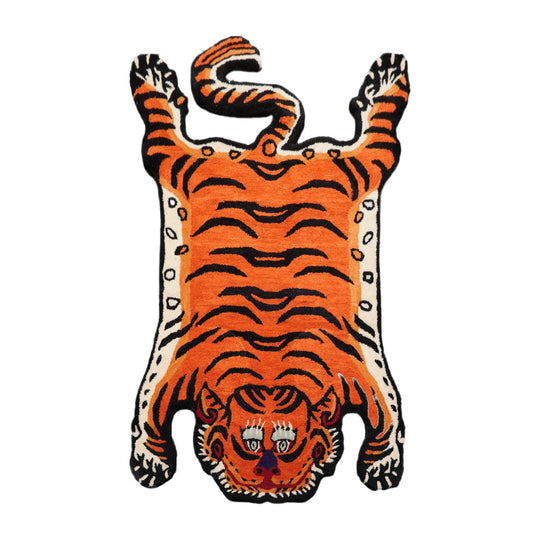 Tiger Handmade 100% Wool Novelty/Animal Oriental Area Rug Orange 3' x 5'