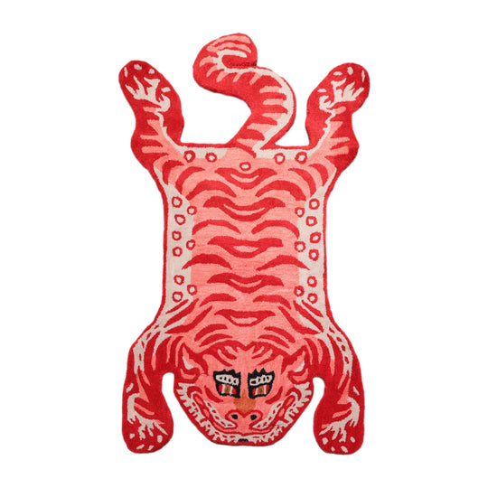 Tiger Handmade 100% Wool Novelty/Animal Oriental Area Rug Coral 3' x 5'