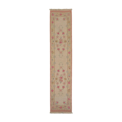 Vintage Runner Hand Knotted Wool Traditional Area Rug Beige 2'7” x 12' - Oriental Rug Of Houston