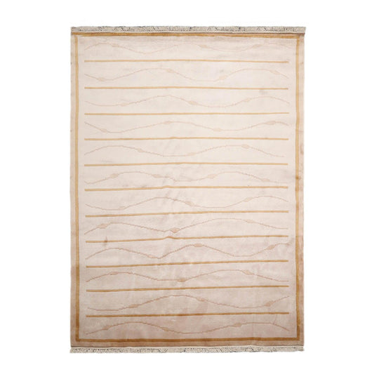 Hand Knotted 100% Wool Modern Tibetan Oriental Area Rug Beige 6'2" x 8'9"