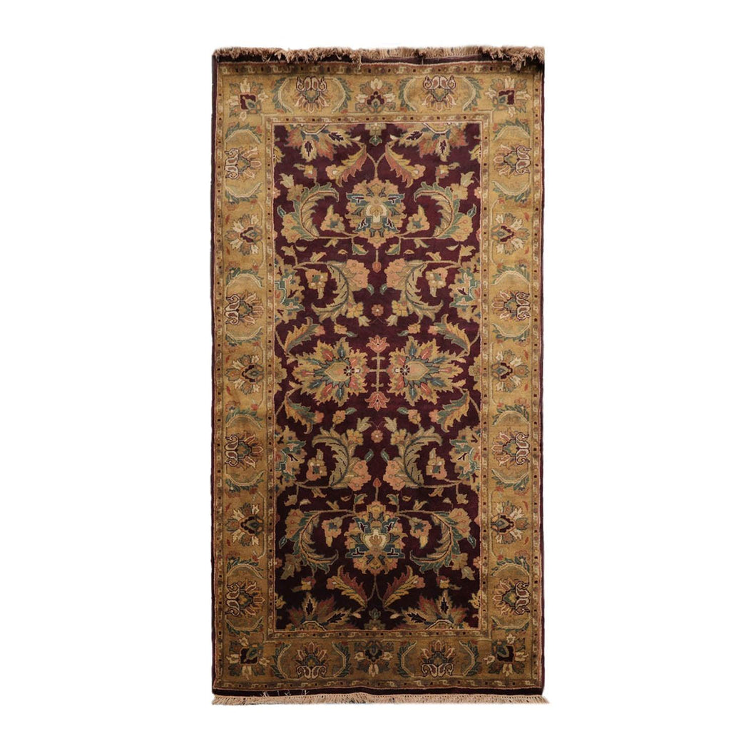 Hand Knotted 100% Wool Traditional Runner Area Rug Maroon 3'11