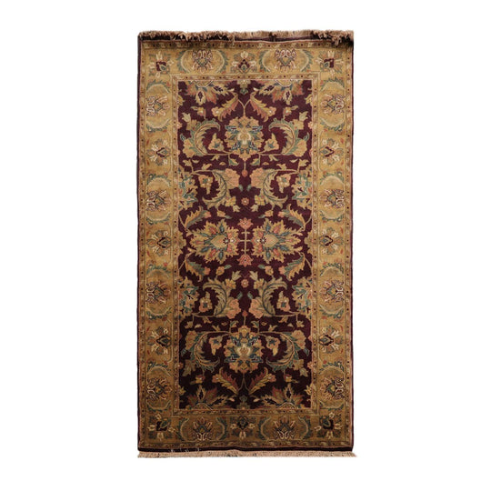 Hand Knotted 100% Wool Traditional Runner Area Rug Maroon 3'11" x 7'10"