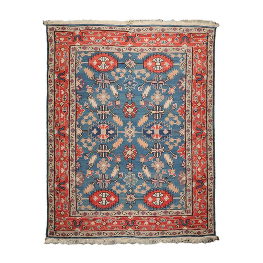 8' x 10' Authentic Turkish Kilim Hand Woven Wool Arts & Crafts Area Rug Blue