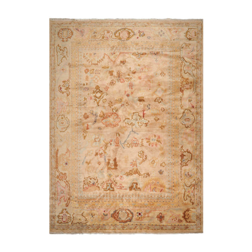 10' x14' 2'' Pale Peach Gold Blush Color Hand Knotted Turkish Oushak  100% Wool Traditional Oriental Rug