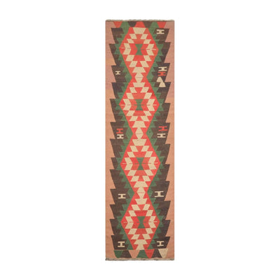 Authentic Turkish Kilim Runner Flat Weave Hand Woven Wool Area Rug Charcoal 3' x 12'6'' - Oriental Rug Of Houston