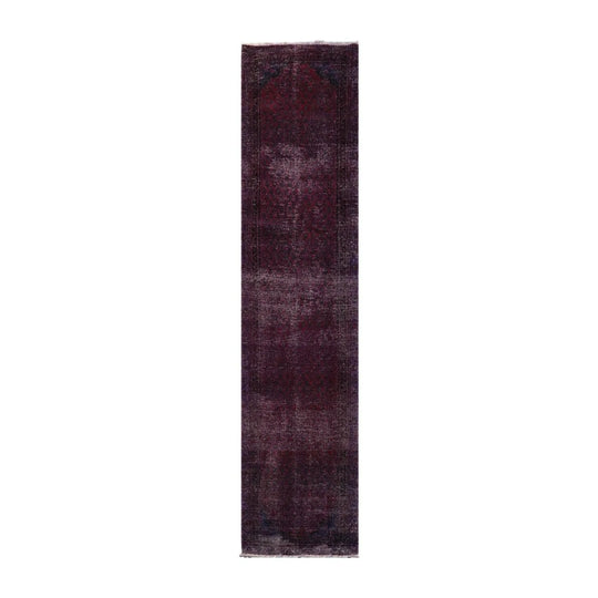 Runner Hand Knotted 100% Wool Traditional Area Rug Aubergine 2'5'' x 10'7''