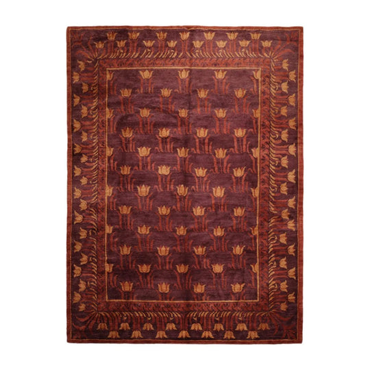 9x12 Arts & Crafts Hand Knotted Tibetan Area Rug Aubergine