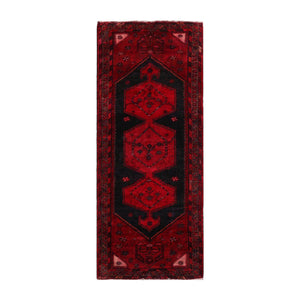 3' 19''x9' 2'' Red Charcoal Turquoise Color Hand Knotted Persian 100% Wool Traditional Oriental Rug