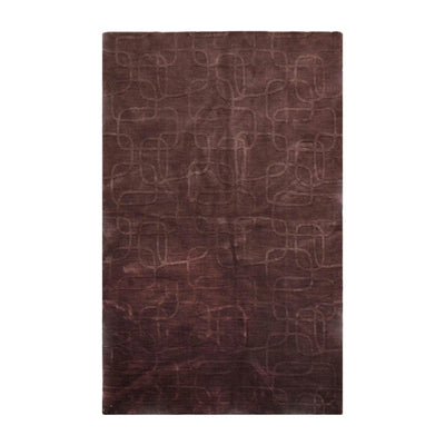 5' x 8' Tibetan Solid Hand Loomed Wool Oriental Area Rug Tone on Tone Chocolate - Oriental Rug Of Houston