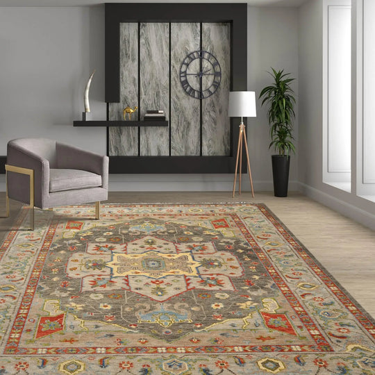 Multi Sizes LoomBloom Muted Turkish Oushak Hand Knotted Wool Traditional Area Rug Gray,Beige Color 8x10