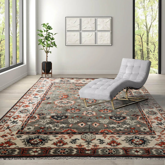 8' 3''x10' LoomBloom Muted Turkish Oushak Hand Knotted 100% Wool Area Rug Gray, Beige Color