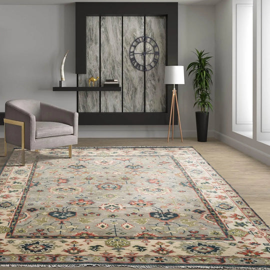 8' 2''x10' LoomBloom Muted Turkish Oushak Hand Knotted 100% Wool Area Rug Gray, Beige Color