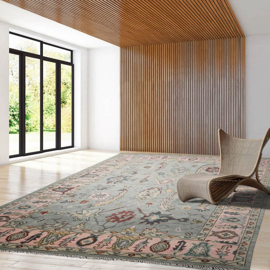 Multi Sizes LoomBloom Muted Turkish Oushak Hand Knotted Wool Traditional Area Rug Slate, Blue Color