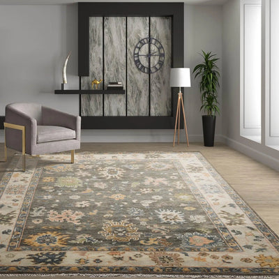 8' 3''x10' 4'' LoomBloom Muted Turkish Oushak Hand Knotted 100% Wool Traditional Area Rug Olive, Beige Color - Oriental Rug Of Houston