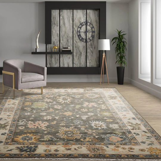 8' 3''x10' 4'' LoomBloom Muted Turkish Oushak Hand Knotted 100% Wool Traditional Area Rug Olive, Beige Color
