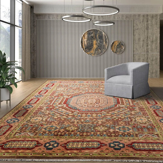 9x12 LoomBloom Muted Turkish Oushak Hand Knotted 100% Wool Traditional Area Rug Brown, Blush Color