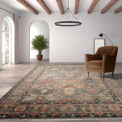 Multi Sizes LoomBloom Muted Turkish Oushak Hand Knotted Arts & Craft Wool Traditional Area Rug Mossy Gray Color - Oriental Rug Of Houston