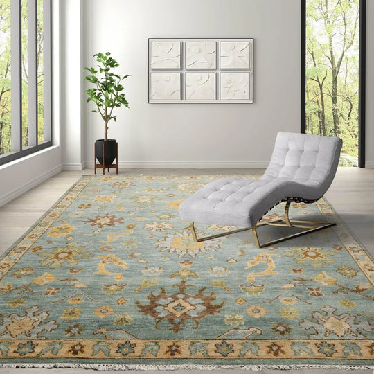 Multi Sizes LoomBloom Muted Turkish Oushak Hand Knotted Traditional 100% Wool Area Rug Gold
