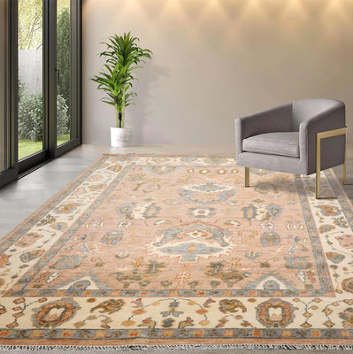 9x12 LoomBloom Muted Turkish Oushak Hand Knotted Wool Area Rug Peach, Ivory Color - Oriental Rug Of Houston