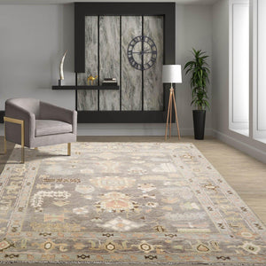 8' 2''x10' 3'' LoomBloom Muted Turkish Oushak Hand Knotted Wool Area Rug Gray, Ivory Color - Oriental Rug Of Houston