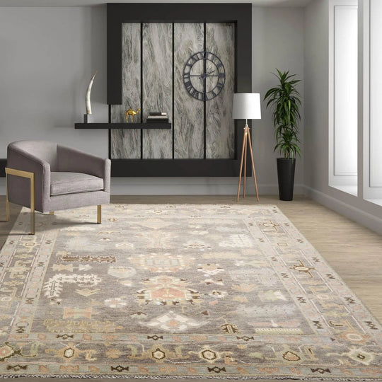 8' 2''x10' 3'' LoomBloom Muted Turkish Oushak Hand Knotted Wool Area Rug Gray, Ivory Color