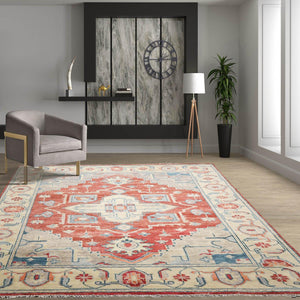 8' 1''x9' 11'' LoomBloom Muted Turkish Oushak Hand Knotted Wool Area Rug Rust, Beige Color - Oriental Rug Of Houston