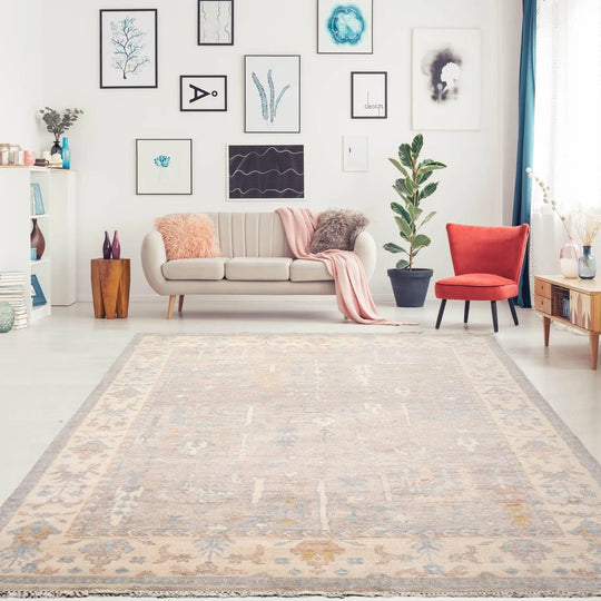 7' 9''x10' LoomBloom Muted Turkish Oushak Traditional Hand Knotted Wool Area Rug Taupe, Beige Color