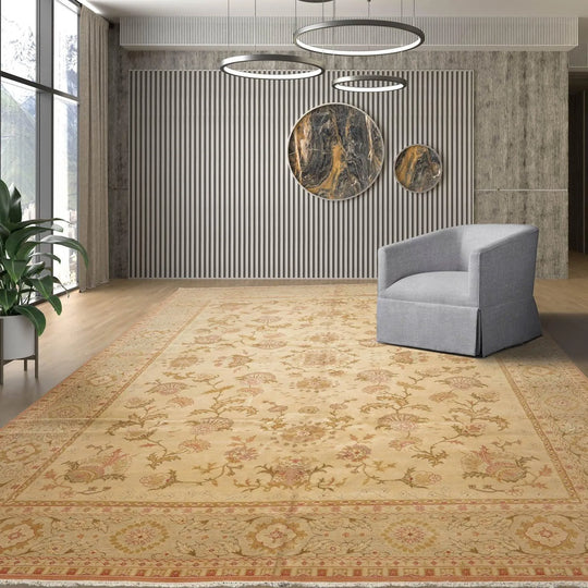 10' x14' 1'' Hand Knotted Caucasian  100% Wool Caucasian Traditional Oriental Area Rug Beige, Blush Color