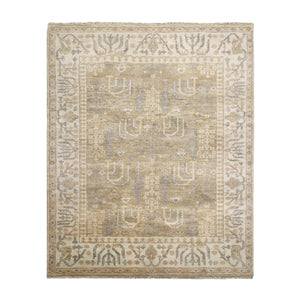 8'x10' Hand Knotted Muted Turkish Oushak 100% Wool Traditional Oriental Area Rug Moss, Beige Color - Oriental Rug Of Houston