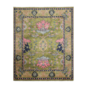 Multi Sizes Green, Pink Hand Knotted Muted Turkish Oushak 100% Wool Traditional Oriental Area Rug - Oriental Rug Of Houston