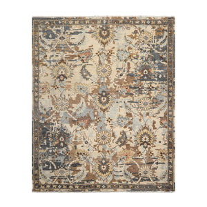 8'x10' Hand Knotted Muted Turkish Oushak 100% Wool Arts and Craft Traditional Oriental Area Rug Beige, Brown Color - Oriental Rug Of Houston