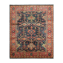 8' x10'  Blue Coral Orange Color Hand Knotted Turkish Oushak  100% Wool Traditional Oriental Rug