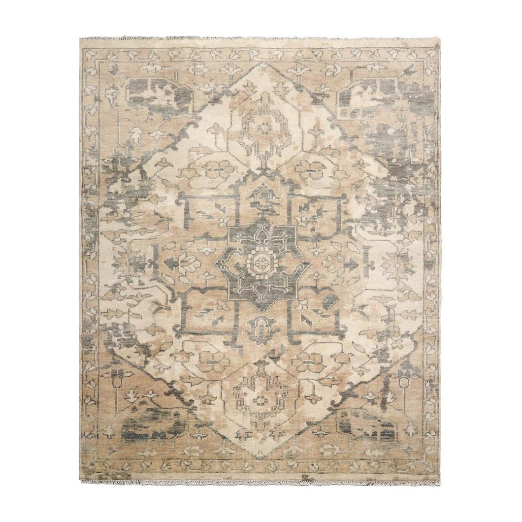 8' x10'  Beige Tan Gray Color Hand Knotted Turkish Oushak  100% Wool Traditional Oriental Rug