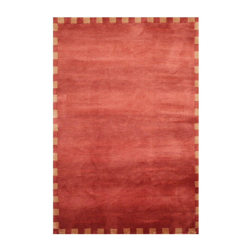 4' x 6' Hand Knotted Tibetan 100% Wool Tibetan Modern & Contemporary Oriental Area Rug Raspberry,Tan Color - Oriental Rug Of Houston