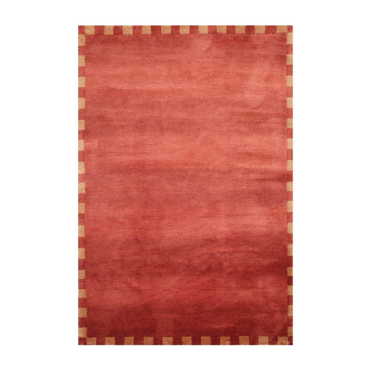 4' x 6' Hand Knotted Tibetan 100% Wool Tibetan Modern & Contemporary  Oriental Area Rug Raspberry,Tan Color