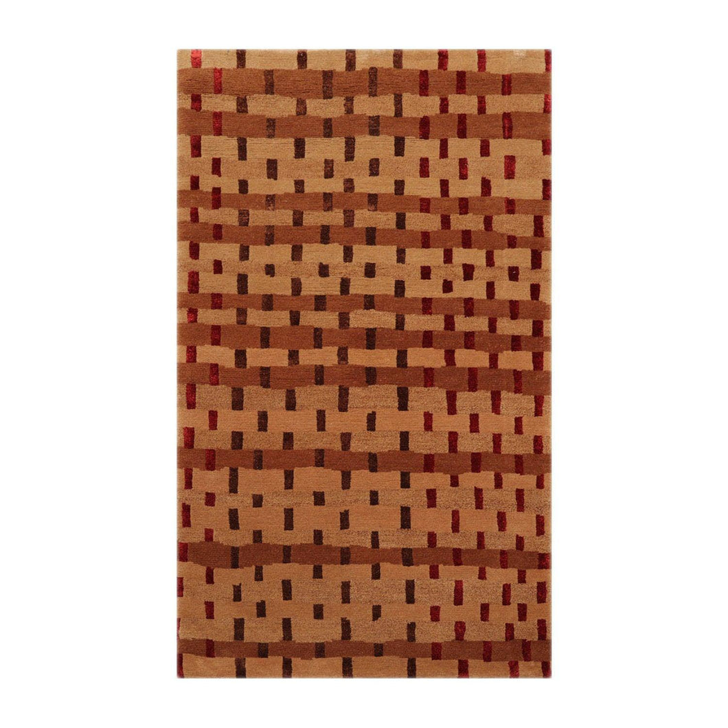 3' x 5' Hand Knotted Tibetan 100% Wool Tibetan Modern & Contemporary Oriental Area Rug Maple,Brown Color - Oriental Rug Of Houston