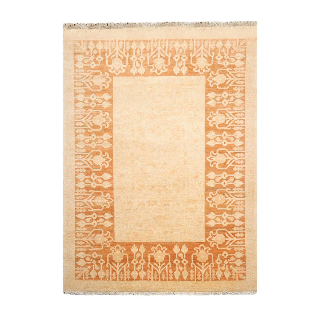 6'3''x8'6'' Hand Knotted 100% Wool Peshawar Transitional Oriental Area Rug Tan, Caramel Color - Oriental Rug Of Houston