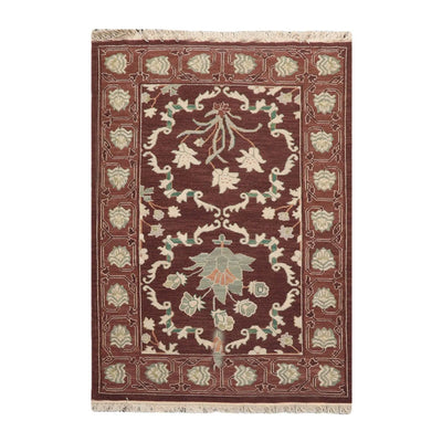 4'2''x6'1'' Hand Knotted Soumak 100% Wool Soumak Traditional Oriental Area Rug Chocolate, Mint Color - Oriental Rug Of Houston