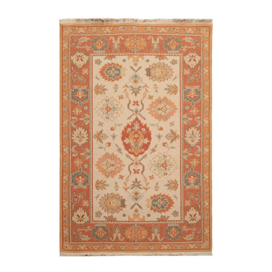 3'6''x5'6'' Hand Knotted Soumak 100% Wool Soumak Traditional Oriental Area Rug Beige, Teracotta Color
