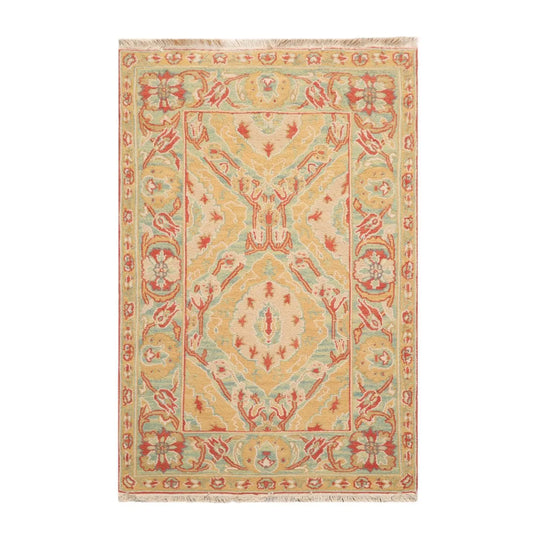 3'5''x5'5'' Hand Knotted Arts & Crafts 100% Wool Soumak Traditional Oriental Area Rug Gold, Green Color