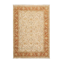 6'2''x9'2'' Hand Knotted 100% Wool Agra Traditional Oriental Area Rug Beige, Burnt Orange Color - Oriental Rug Of Houston