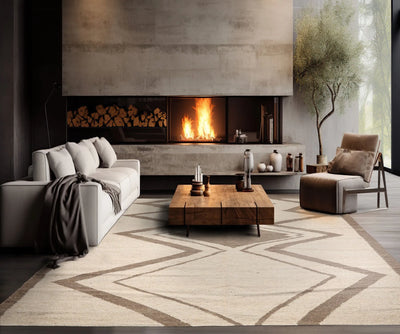 9' 5''x12' 3'' Beige Oatmeal Moss Brown Color Hand Woven Flat Weave 100% Wool Modern & Contemporary Oriental Rug