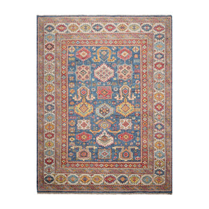 9'x12' Hand Knotted Oushak 100% Wool Kazakh Arts & Crafts Oriental Area Rug Blue,Ivory Color - Oriental Rug Of Houston