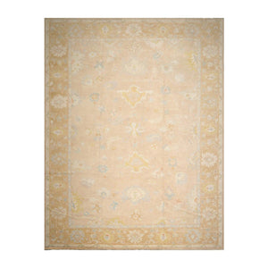 12'x15'6'' Hand Knotted Oushak 100% Wool Traditional Oriental Area Rug Taupe, Tan Color - Oriental Rug Of Houston